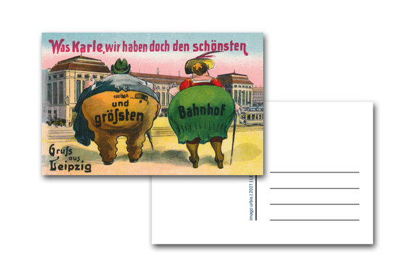 Postkarte "Leipzig. Der neue Hauptbahnhof (mit Spruch)"