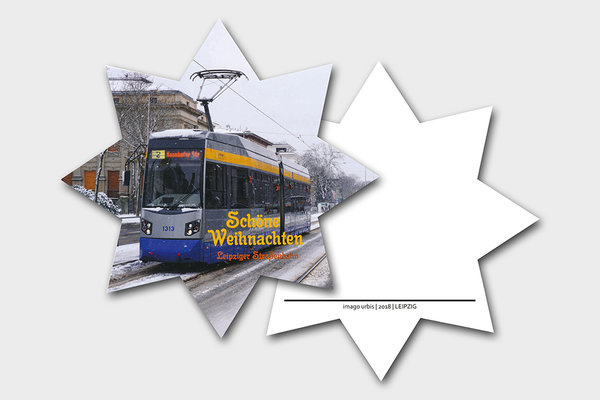 SCHÖNE WEIHNACHTEN: Straßenbahn "Leoliner" im Schnee